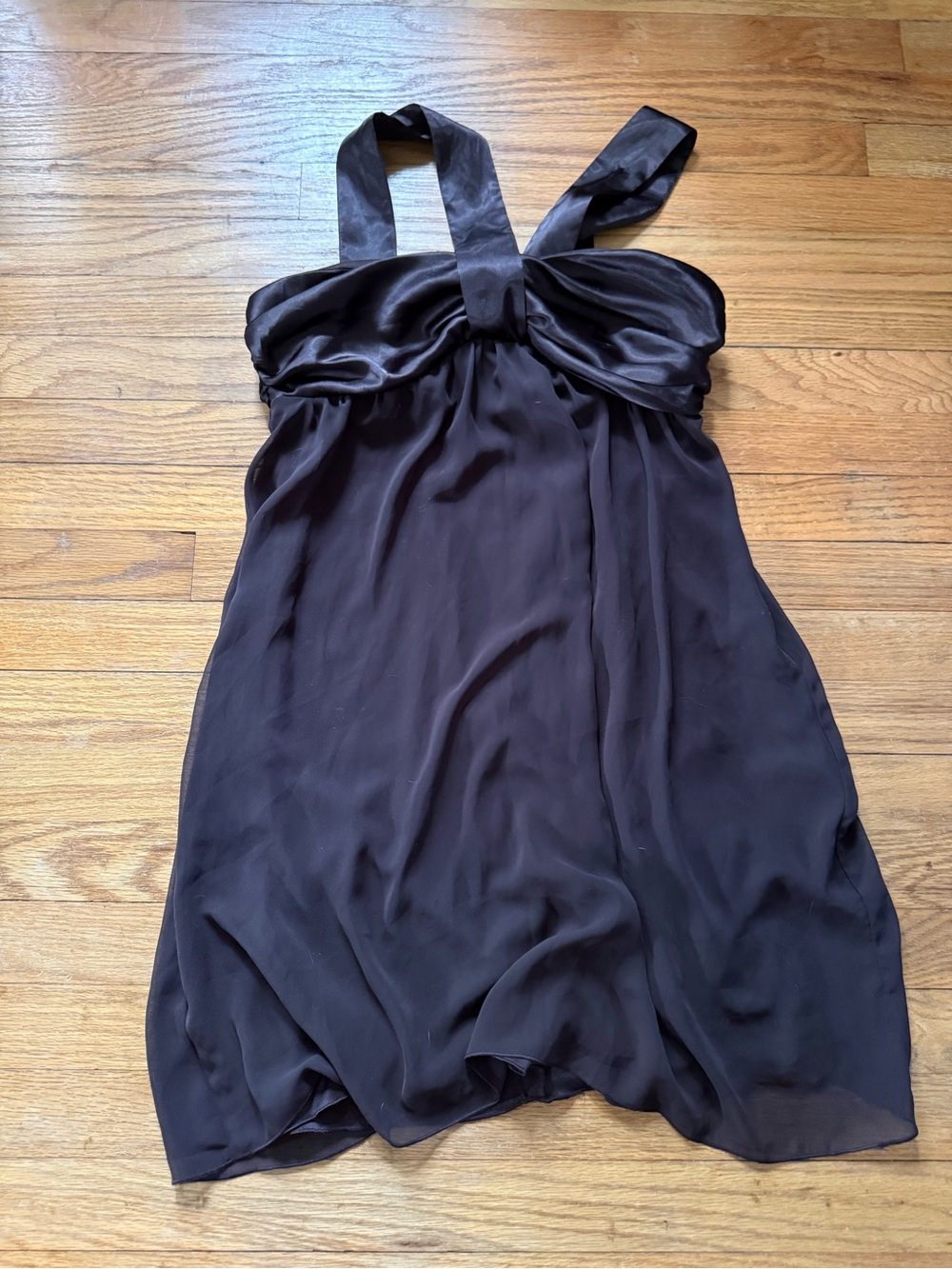 Studio Y Brown Halter Silk-Like Mini Dress